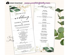 Greenery Wedding Program tea length,Greenery Wedding Order of Service template, (148)